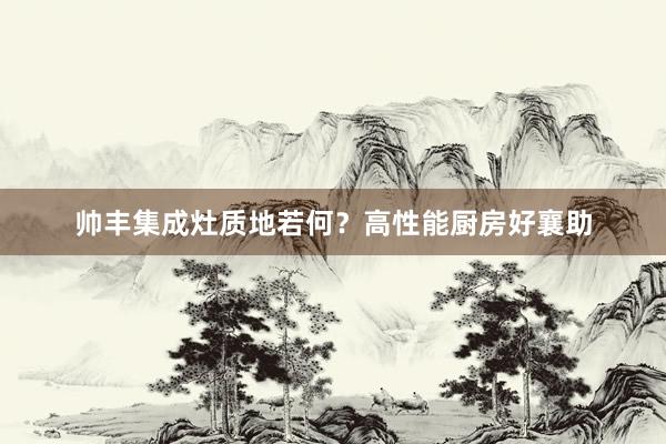 帅丰集成灶质地若何？高性能厨房好襄助